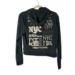 Nike NYC Marathon Running Jacket Black Cropped Zip Hoodie 2018 Small